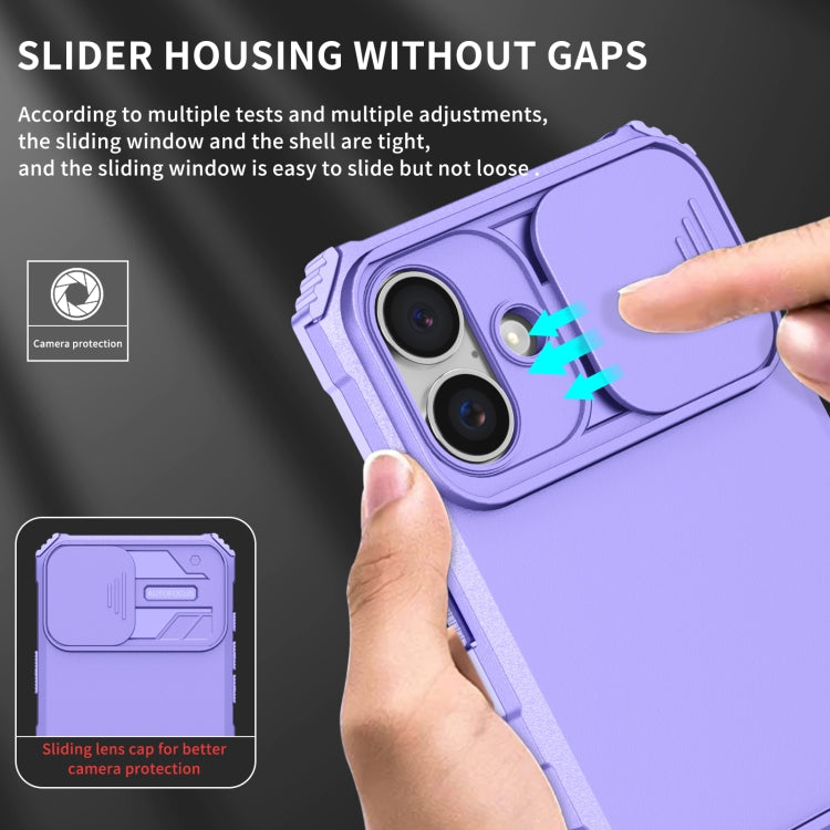 For iPhone 16 Plus Stereoscopic Holder Sliding Camshield Phone Case(Purple) - iPhone 16 Plus Cases by PMC Jewellery | Online Shopping South Africa | PMC Jewellery | Buy Now Pay Later Mobicred