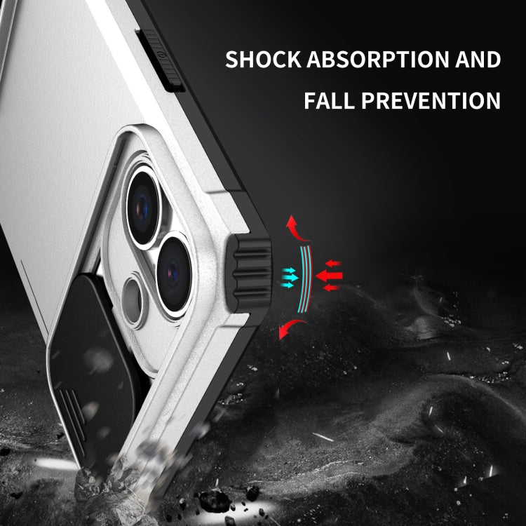 For iPhone 16 Stereoscopic Holder Sliding Camshield Phone Case(White) - iPhone 16 Cases by PMC Jewellery | Online Shopping South Africa | PMC Jewellery | Buy Now Pay Later Mobicred