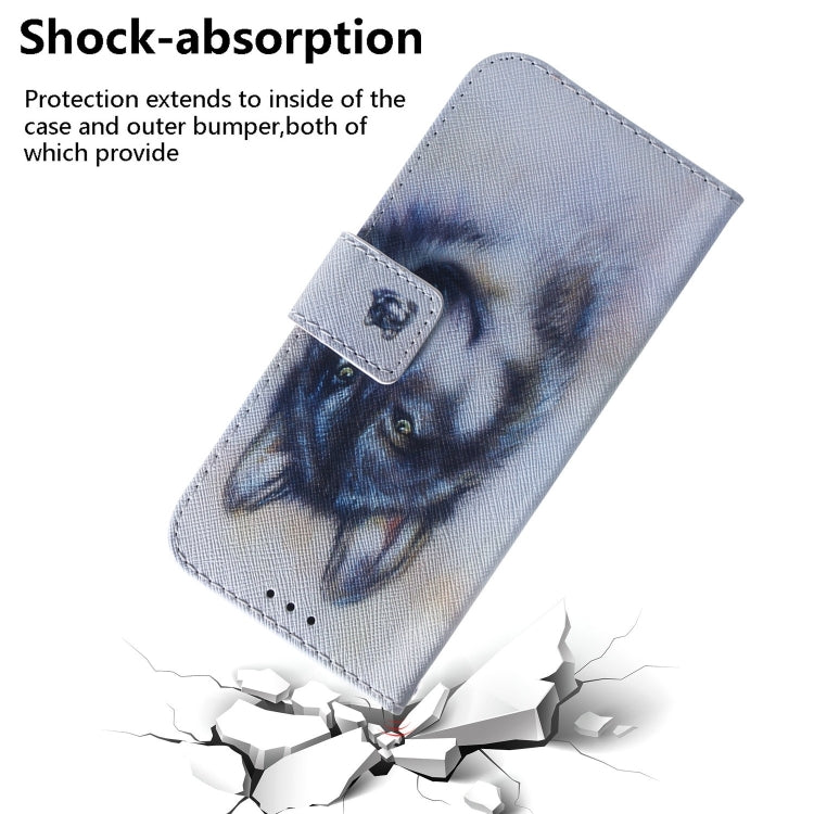 For iPhone 16 Coloured Drawing Flip Leather Phone Case(White Wolf) - iPhone 16 Cases by PMC Jewellery | Online Shopping South Africa | PMC Jewellery | Buy Now Pay Later Mobicred