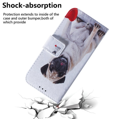 For iPhone 16 Pro Coloured Drawing Flip Leather Phone Case(Pug) - iPhone 16 Pro Cases by PMC Jewellery | Online Shopping South Africa | PMC Jewellery | Buy Now Pay Later Mobicred