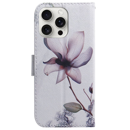 For iPhone 16 Pro Max Coloured Drawing Flip Leather Phone Case(Magnolia) - iPhone 16 Pro Max Cases by PMC Jewellery | Online Shopping South Africa | PMC Jewellery | Buy Now Pay Later Mobicred