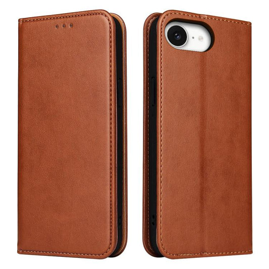 For iPhone 16e Fierre Shann PU Genuine Leather Texture Phone Case(Brown) - iPhone 16e Cases by FIERRE SHANN | Online Shopping South Africa | PMC Jewellery | Buy Now Pay Later Mobicred