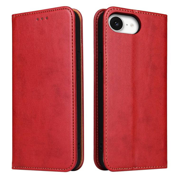 For iPhone 16e Fierre Shann PU Genuine Leather Texture Phone Case(Red) - iPhone 16e Cases by FIERRE SHANN | Online Shopping South Africa | PMC TechLife | Buy Now Pay Later Mobicred