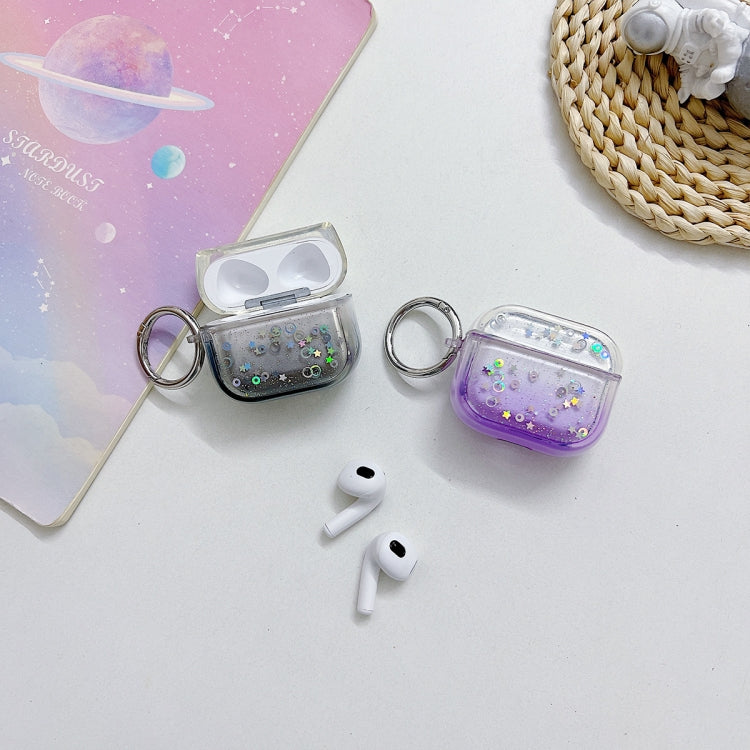 For AirPods Pro Transparent Glitter Bluetooth Earphone Protective Case(Black) - For AirPods Pro by PMC Jewellery | Online Shopping South Africa | PMC Jewellery | Buy Now Pay Later Mobicred