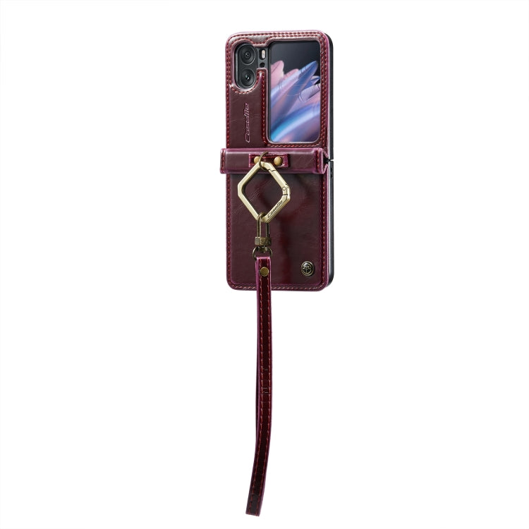 For OPPO Find N2 Flip CaseMe 003 Crazy Horse Texture Leather Phone Case with Ring Holder(Red) - Find N2 Flip Cases by CaseMe | Online Shopping South Africa | PMC Jewellery