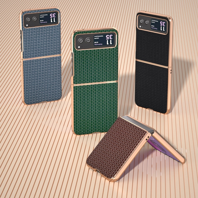 For Motorola Razr 40 Genuine Leather Luxury Series Nano Plating Phone Case(Black) - Motorola Cases by PMC TechLife | Online Shopping South Africa | PMC TechLife | Buy Now Pay Later Mobicred