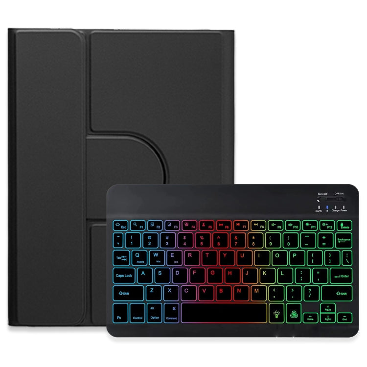 For iPad 10th Gen 10.9 2022 Three-color Backlight Black 360 Degree Rotatable Bluetooth Keyboard Leather Case(Black) - Universal by PMC TechLife | Online Shopping South Africa | PMC TechLife