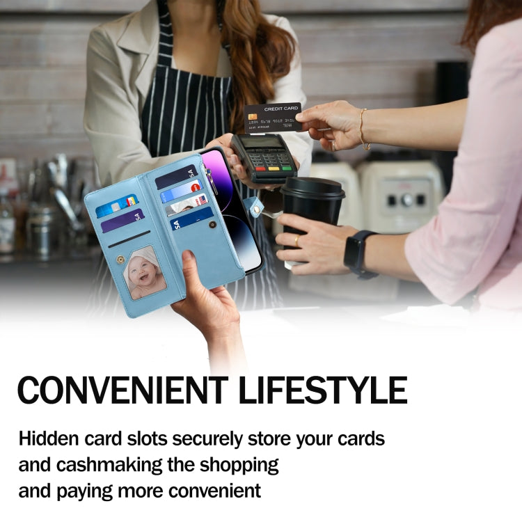 For iPhone 16 Pro ESEBLE Star Series Lanyard Zipper Wallet RFID Leather Case(Blue) - iPhone 16 Pro Cases by ESEBLE | Online Shopping South Africa | PMC TechLife | Buy Now Pay Later Mobicred