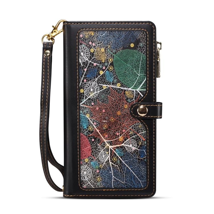 For iPhone 16 ESEBLE Star Series Lanyard Zipper Wallet RFID Leather Case(Black) - free shipping - PMC TechLife - Order now!
