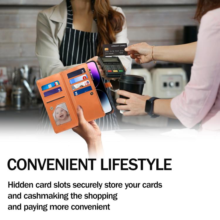 For iPhone 16e ESEBLE Star Series Lanyard Zipper Wallet RFID Leather Case(Brown) - iPhone 16e Cases by ESEBLE | Online Shopping South Africa | PMC TechLife | Buy Now Pay Later Mobicred