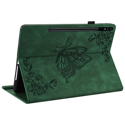 For Samsung Galaxy Tab S9+ Butterfly Flower Embossed Leather Tablet Case(Green) - Galaxy Tab S9+ Cases by PMC Jewellery | Online Shopping South Africa | PMC Jewellery | Buy Now Pay Later Mobicred