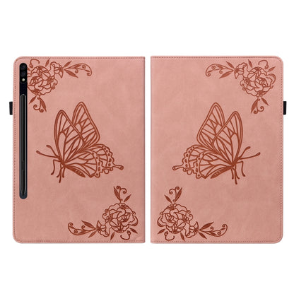 For Samsung Galaxy Tab S9+ Butterfly Flower Embossed Leather Tablet Case(Rose Gold) - Galaxy Tab S9+ Cases by PMC Jewellery | Online Shopping South Africa | PMC Jewellery | Buy Now Pay Later Mobicred