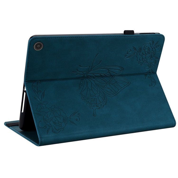 For Amazon Fire Max 11 Butterfly Flower Embossed Leather Tablet Case(Blue) - Amazon by PMC TechLife | Online Shopping South Africa | PMC TechLife | Buy Now Pay Later Mobicred