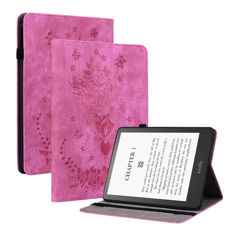 For Amazon Kindle Paperwhite 5 2023 2024 Butterfly Rose Embossed Leather Tablet Case(Rose Red) - Amazon by PMC Jewellery | Online Shopping South Africa | PMC Jewellery | Buy Now Pay Later Mobicred