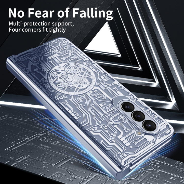 For Samsung Galaxy Z Fold5 Mechanical Legend Integrated Electroplating All-inclusive Phone Case(Blue) - Galaxy Z Fold5 Cases by PMC Jewellery | Online Shopping South Africa | PMC Jewellery | Buy Now Pay Later Mobicred