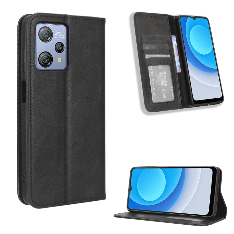 For Blackview A53 / A53 Pro Magnetic Buckle Retro Texture Leather Phone Case(Black) - More Brand by PMC TechLife | Online Shopping South Africa | PMC TechLife