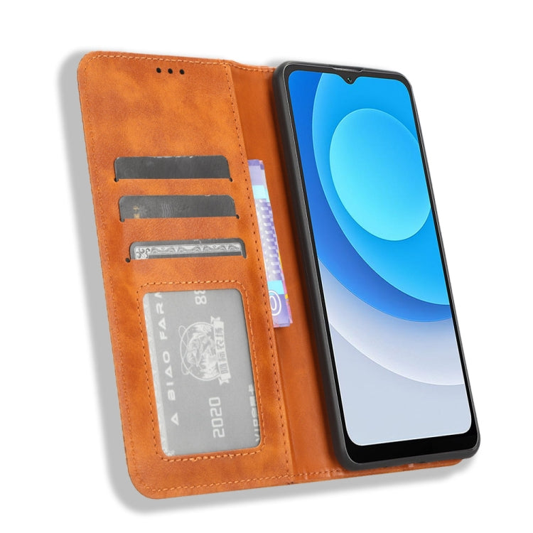 For Blackview A53 / A53 Pro Magnetic Buckle Retro Texture Leather Phone Case(Brown) - More Brand by PMC TechLife | Online Shopping South Africa | PMC TechLife