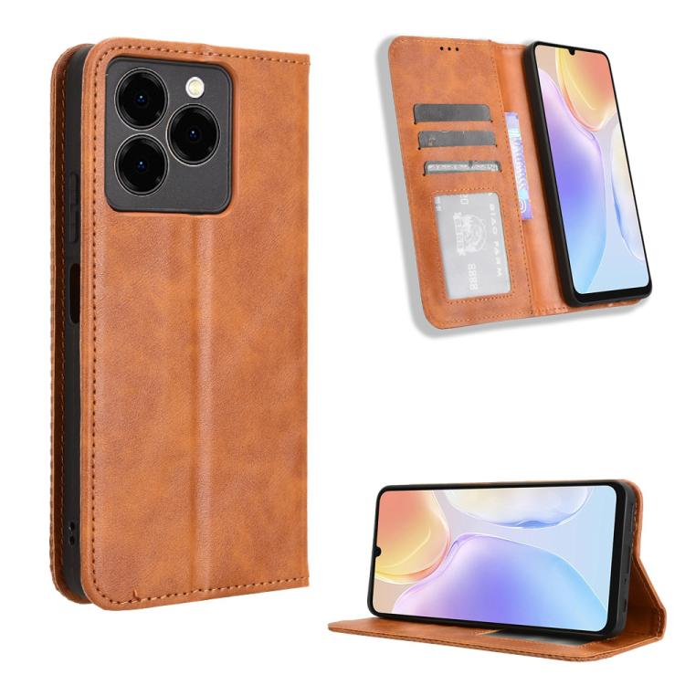 For Ulefone Note 20 Pro Magnetic Buckle Retro Texture Leather Phone Case(Brown) - Ulefone Cases by PMC TechLife | Online Shopping South Africa | PMC TechLife | Buy Now Pay Later Mobicred