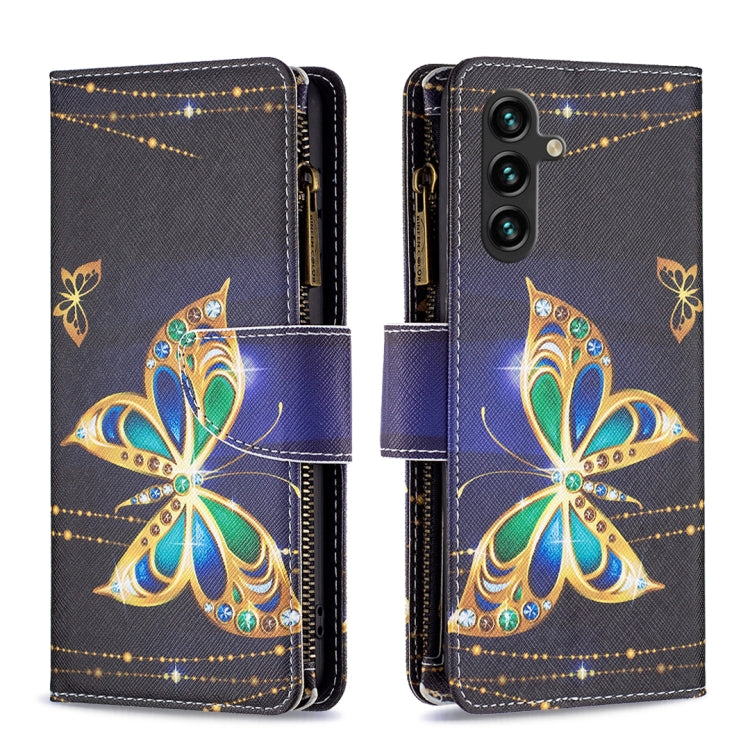 For Samsung Galaxy A55 Colored Drawing Pattern Zipper Leather Phone Case(Big Butterfly) - Galaxy Phone Cases by PMC TechLife | Online Shopping South Africa | PMC TechLife