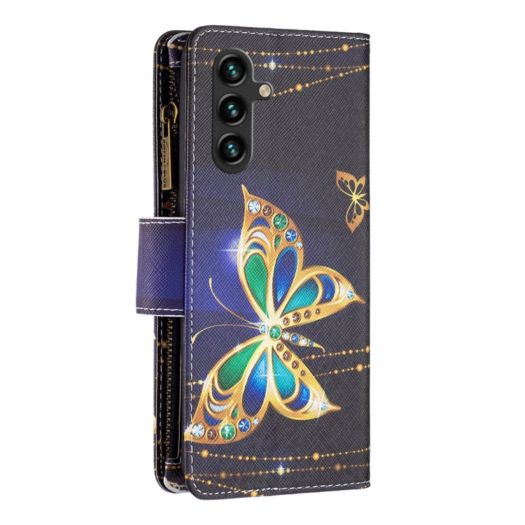 For Samsung Galaxy A55 Colored Drawing Pattern Zipper Leather Phone Case(Big Butterfly) - Galaxy Phone Cases by PMC TechLife | Online Shopping South Africa | PMC TechLife