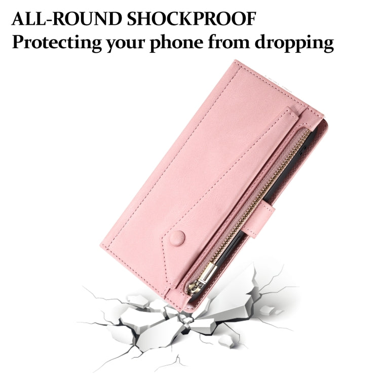 For iPhone 15 Plus ESEBLE Retro Frosted RFID Flip Leather Phone Case(Rose Gold) - free shipping - PMC Jewellery - Order now!