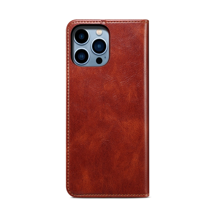 For iPhone 16 Pro Oil Wax Crazy Horse Texture Leather Phone Case(Brown) - iPhone 16 Pro Cases by PMC Jewellery | Online Shopping South Africa | PMC Jewellery | Buy Now Pay Later Mobicred