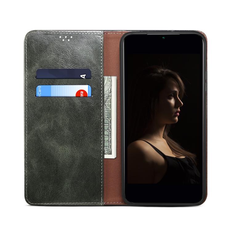 For iPhone 16e Oil Wax Crazy Horse Texture Leather Phone Case(Green) - iPhone 16e Cases by PMC TechLife | Online Shopping South Africa | PMC TechLife | Buy Now Pay Later Mobicred