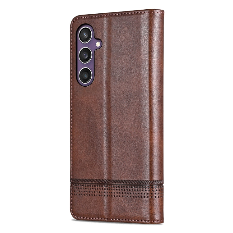 For Samsung Galaxy S24 5G AZNS Magnetic Calf Texture Flip Leather Phone Case(Dark Brown) - Galaxy S24 5G Cases by AZNS | Online Shopping South Africa | PMC Jewellery | Buy Now Pay Later Mobicred