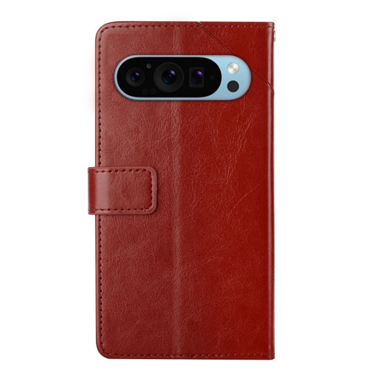 For Google Pixel 9 Pro Y-shaped Pattern Flip Leather Phone Case(Brown) - Google Cases by PMC TechLife | Online Shopping South Africa | PMC TechLife | Buy Now Pay Later Mobicred
