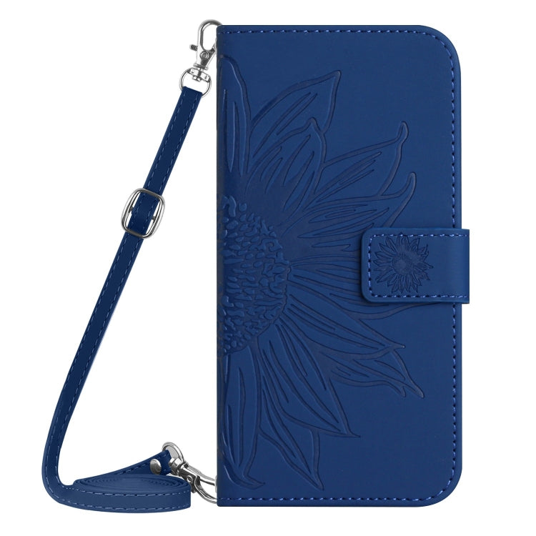 For Google Pixel 9 Pro Skin Feel Sun Flower Embossed Flip Leather Phone Case with Lanyard(Dark Blue) - Google Cases by PMC TechLife | Online Shopping South Africa | PMC TechLife | Buy Now Pay Later Mobicred