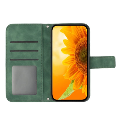 For Google Pixel 9 Pro Skin Feel Sun Flower Embossed Flip Leather Phone Case with Lanyard(Green) - Google Cases by PMC Jewellery | Online Shopping South Africa | PMC Jewellery | Buy Now Pay Later Mobicred