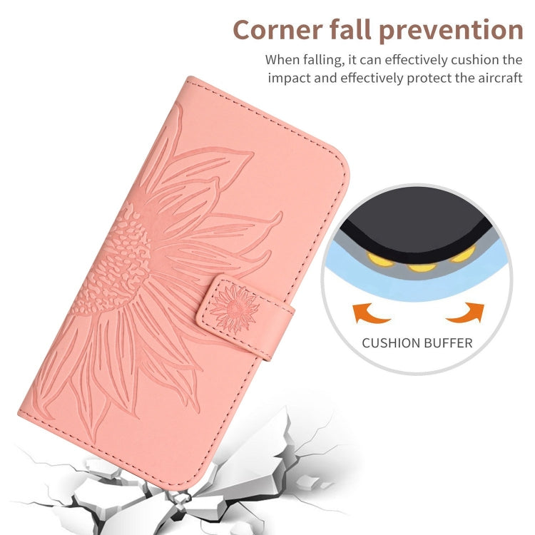 For Google Pixel 9 Skin Feel Sun Flower Embossed Flip Leather Phone Case with Lanyard(Pink) - Google Cases by PMC Jewellery | Online Shopping South Africa | PMC Jewellery | Buy Now Pay Later Mobicred