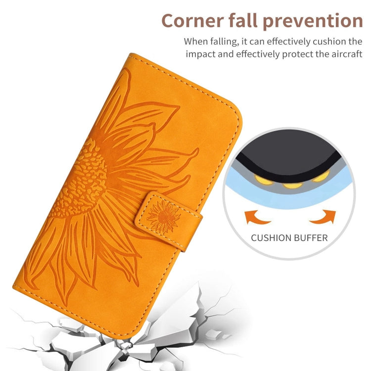 For Google Pixel 9 Skin Feel Sun Flower Embossed Flip Leather Phone Case with Lanyard(Yellow) - Google Cases by PMC TechLife | Online Shopping South Africa | PMC TechLife | Buy Now Pay Later Mobicred