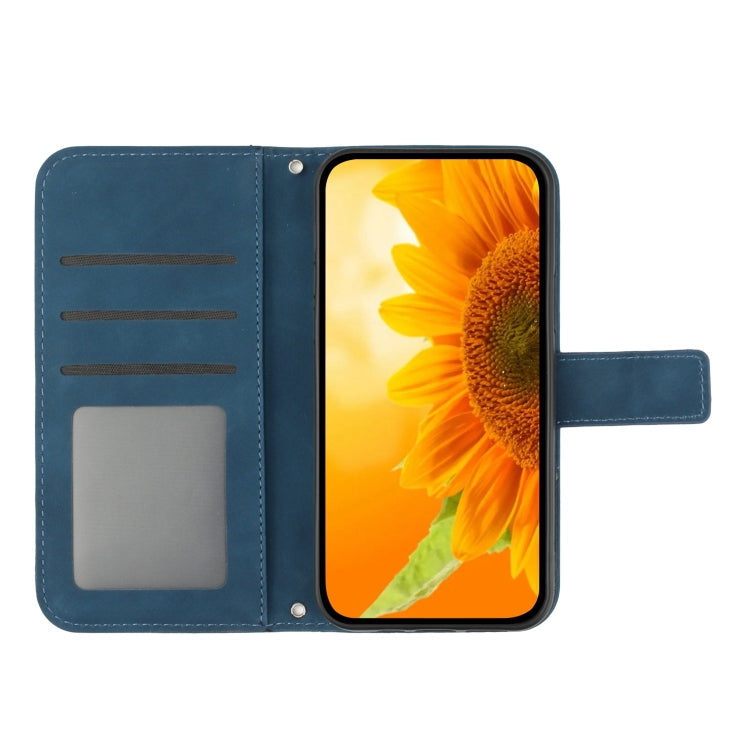 For Google Pixel 9 Skin Feel Sun Flower Embossed Flip Leather Phone Case with Lanyard(Inky Blue) - Google Cases by PMC TechLife | Online Shopping South Africa | PMC TechLife | Buy Now Pay Later Mobicred