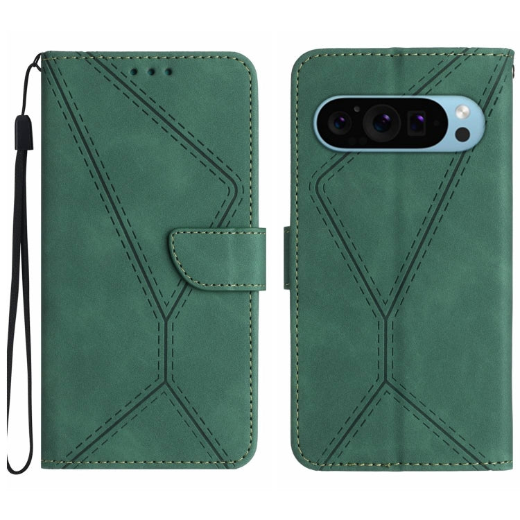 For Google Pixel 9 Stitching Embossed Leather Phone Case(Green) - Google Cases by PMC TechLife | Online Shopping South Africa | PMC TechLife | Buy Now Pay Later Mobicred