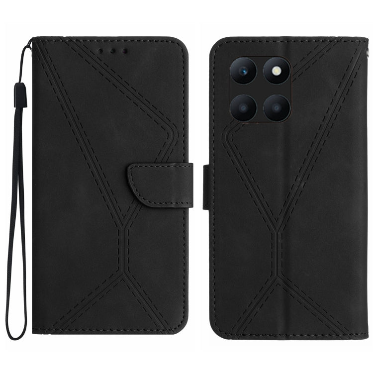 For Honor X6A Stitching Embossed Leather Phone Case(Black) - Honor Cases by PMC TechLife | Online Shopping South Africa | PMC TechLife