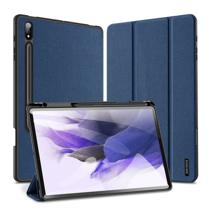 For Samsung Galaxy Tab S9+ DUX DUCIS Domo Series Cloth Texture Magnetic Leather Tablet Case(Blue) - Galaxy Tab S9+ Cases by DUX DUCIS | Online Shopping South Africa | PMC Jewellery | Buy Now Pay Later Mobicred