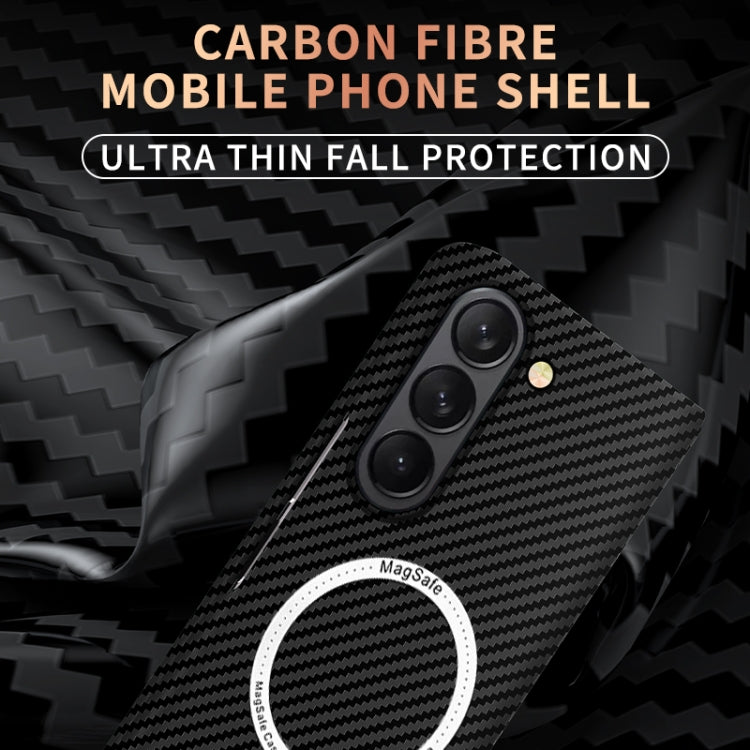 For Samsung Galaxy Z Fold5 Carbon Fiber Texture MagSafe Magnetic Phone Case(Black Silver) - Galaxy Z Fold5 Cases by PMC TechLife | Online Shopping South Africa | PMC TechLife