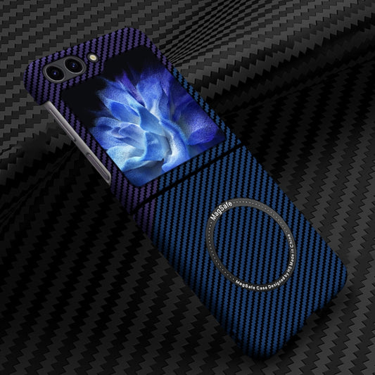 For Samsung Galaxy Z Flip5 Carbon Fiber Texture MagSafe Magnetic Phone Case(Blue Purple) - Galaxy Z Flip5 Cases by PMC Jewellery | Online Shopping South Africa | PMC Jewellery