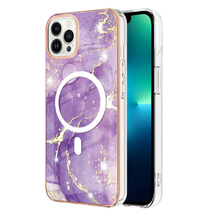 For iPhone 13 Pro Marble Pattern Dual-side IMD Magsafe TPU Phone Case(Purple 002) - free shipping - PMC TechLife - Order now!