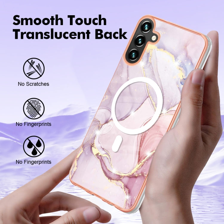 For Samsung Galaxy A34 5G Marble Pattern Dual-side IMD Magsafe TPU Phone Case(Rose Gold 005) - Galaxy Phone Cases by PMC TechLife | Online Shopping South Africa | PMC TechLife