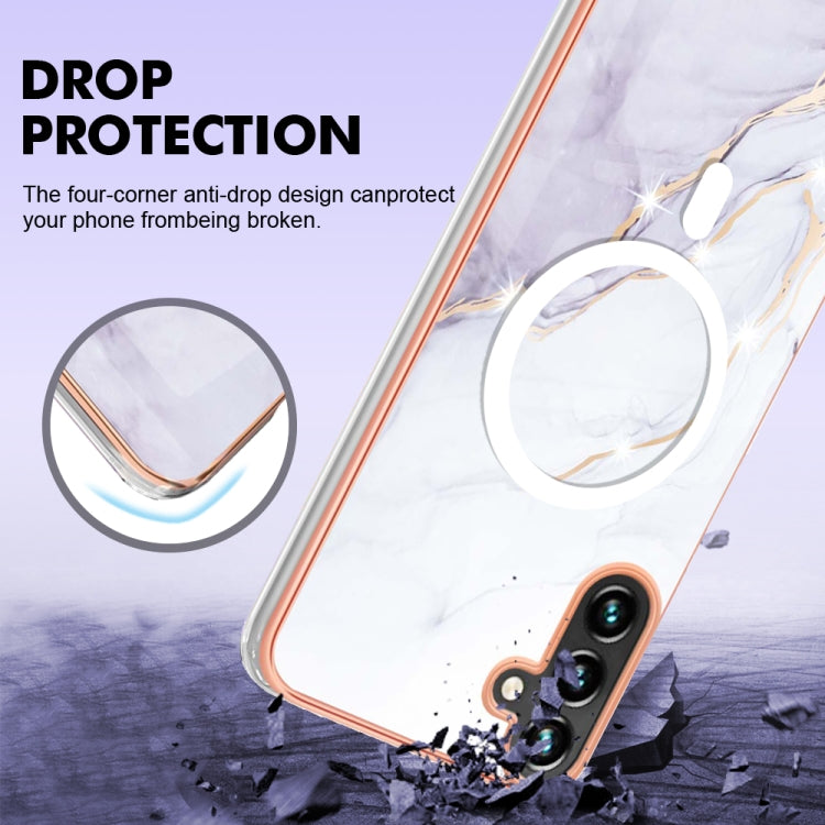 For Samsung Galaxy A34 5G Marble Pattern Dual-side IMD Magsafe TPU Phone Case(White 006) - Galaxy Phone Cases by PMC TechLife | Online Shopping South Africa | PMC TechLife
