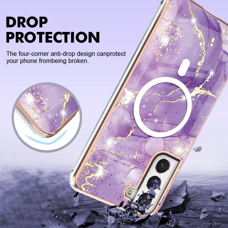 For Samsung Galaxy S21 FE 5G Marble Pattern Dual-side IMD Magsafe TPU Phone Case(Purple 002) - Galaxy Phone Cases by PMC Jewellery | Online Shopping South Africa | PMC Jewellery