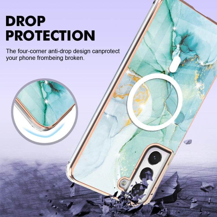 For Samsung Galaxy S21 FE 5G Marble Pattern Dual-side IMD Magsafe TPU Phone Case(Green 003) - Galaxy Phone Cases by PMC TechLife | Online Shopping South Africa | PMC TechLife