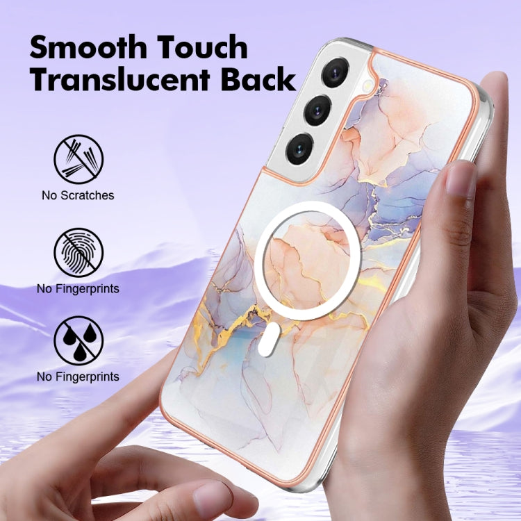 For Samsung Galaxy S22+ 5G Marble Pattern Dual-side IMD Magsafe TPU Phone Case(White Marble) - Galaxy S22+ 5G Cases by PMC Jewellery | Online Shopping South Africa | PMC Jewellery | Buy Now Pay Later Mobicred