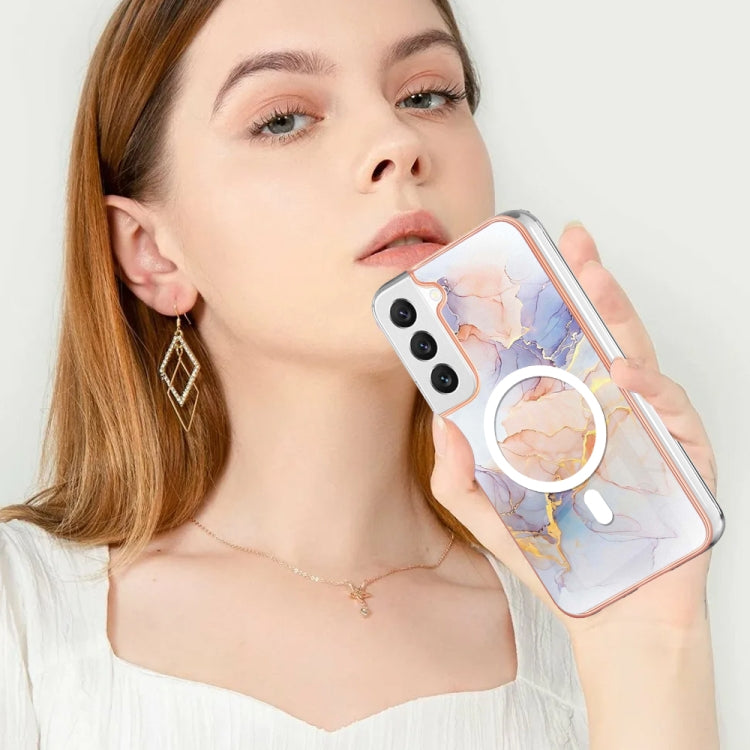 For Samsung Galaxy S22+ 5G Marble Pattern Dual-side IMD Magsafe TPU Phone Case(White Marble) - Galaxy S22+ 5G Cases by PMC Jewellery | Online Shopping South Africa | PMC Jewellery | Buy Now Pay Later Mobicred