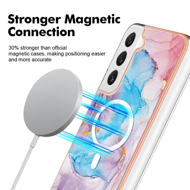 For Samsung Galaxy S22+ 5G Marble Pattern Dual-side IMD Magsafe TPU Phone Case(Blue Marble) - Galaxy S22+ 5G Cases by PMC TechLife | Online Shopping South Africa | PMC TechLife | Buy Now Pay Later Mobicred