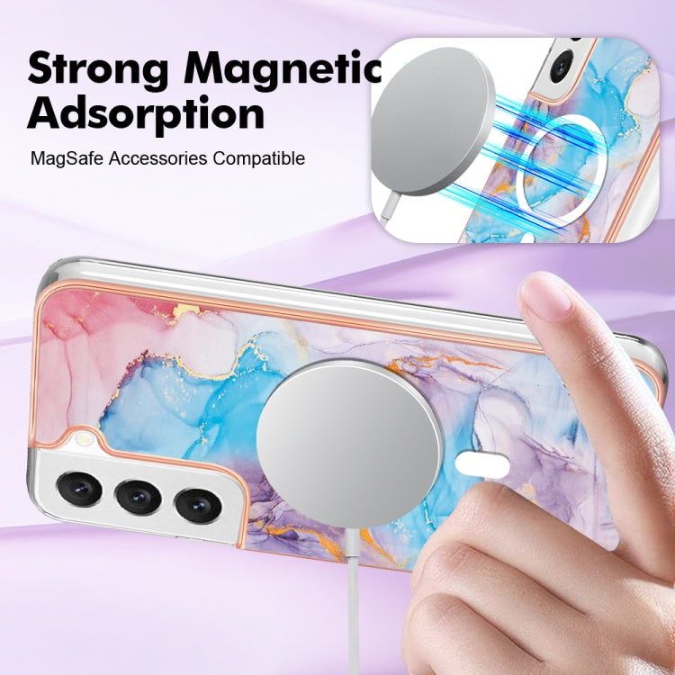 For Samsung Galaxy S22+ 5G Marble Pattern Dual-side IMD Magsafe TPU Phone Case(Blue Marble) - Galaxy S22+ 5G Cases by PMC TechLife | Online Shopping South Africa | PMC TechLife | Buy Now Pay Later Mobicred