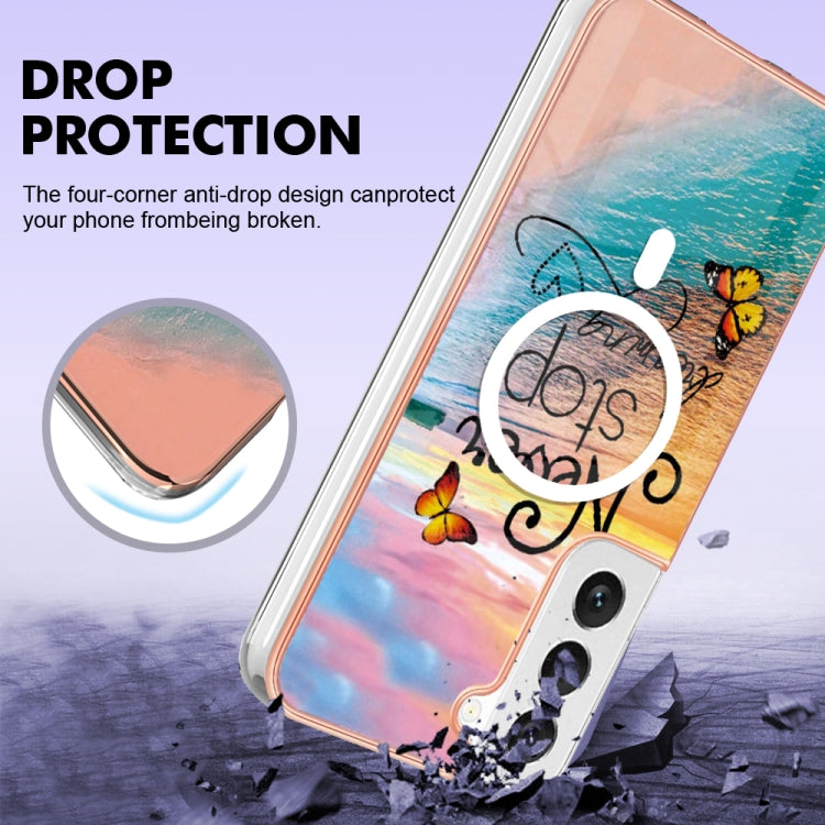 For Samsung Galaxy S23 5G Marble Pattern Dual-side IMD Magsafe TPU Phone Case(Dream Butterfly) - Galaxy S23 5G Cases by PMC Jewellery | Online Shopping South Africa | PMC Jewellery