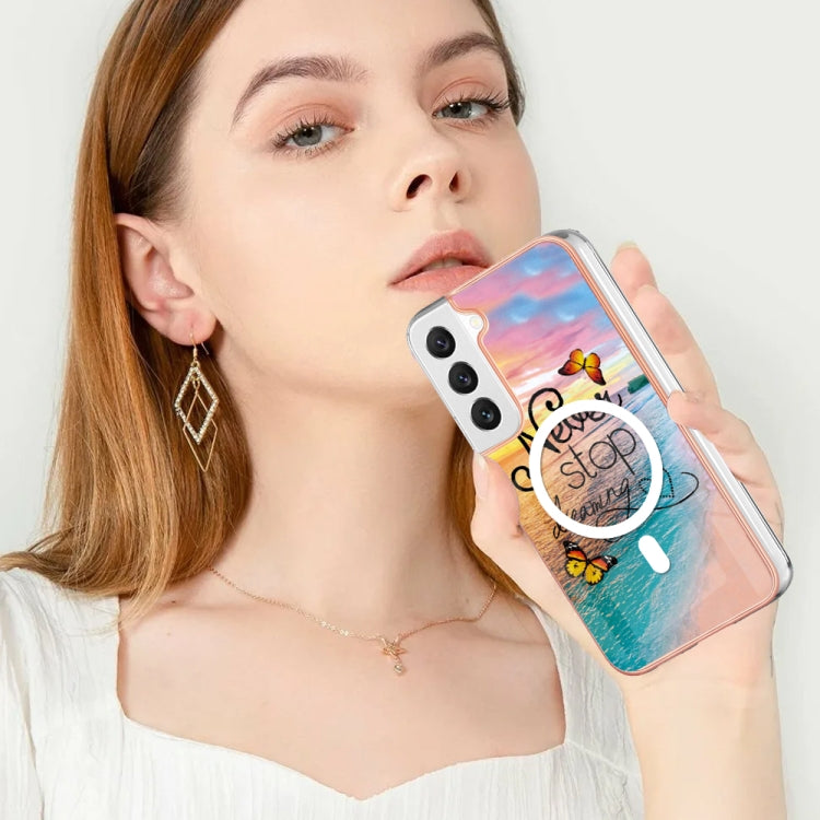 For Samsung Galaxy S23 5G Marble Pattern Dual-side IMD Magsafe TPU Phone Case(Dream Butterfly) - Galaxy S23 5G Cases by PMC Jewellery | Online Shopping South Africa | PMC Jewellery